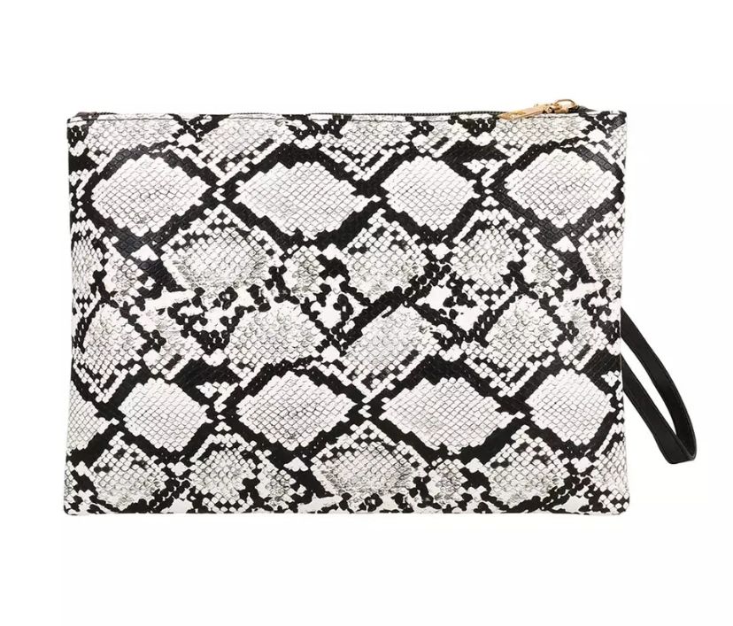 Estaraza Courtney Clutch in Vintage Silver Python Skin - Gafencu