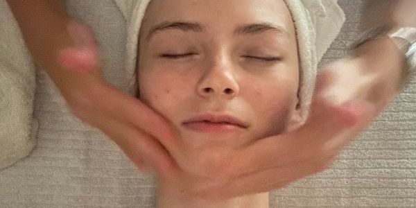 Person receiving facial massage