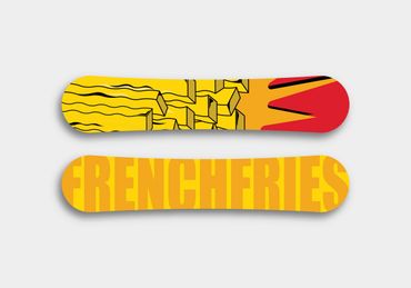 Pop art french fry snowboard design.