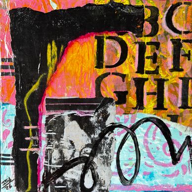 Abstract graffiti art with vibrant colors and layered textures.