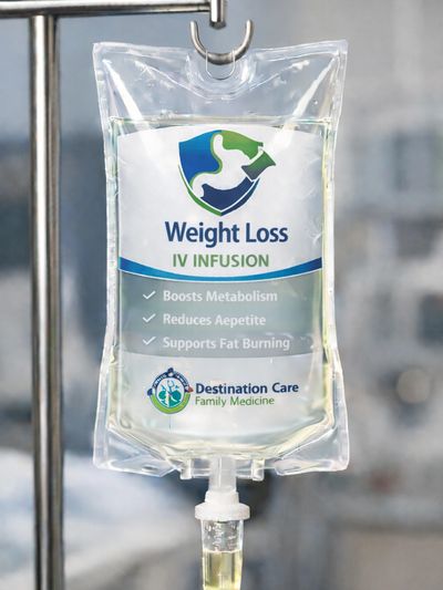 IV infusion bag for weight loss therapy with metabolism and appetite benefits.