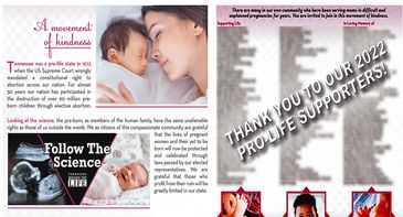 HONOR YOUR LOVED ONES IN OUR PRO-LIFE AD IN THE WILSON CO. / TN STATE FAIR CATALOG