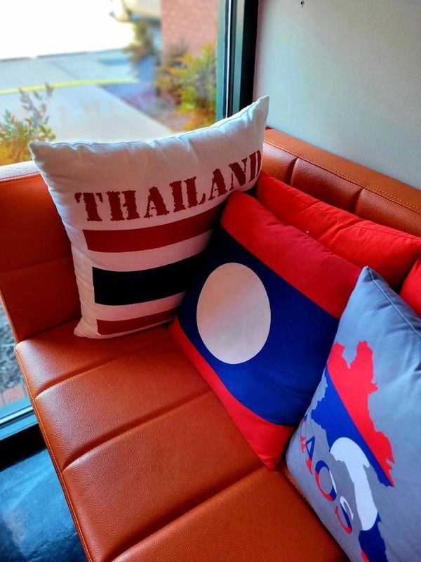 Pho Vanhly Pillows in entrance