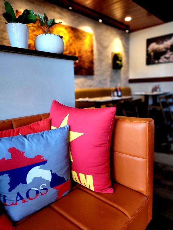 Pho Vanhly decorative pillows in foyer