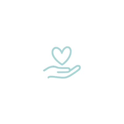 Hand holding a heart icon on black background.