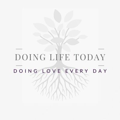 Inspirational quote with a tree symbolizing growth and love daily.