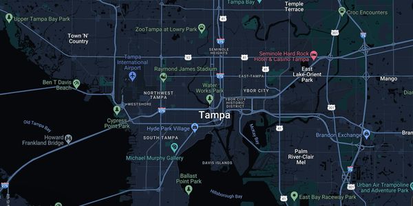 Map of Tampa, FL showing neighborhoods main roads, professional tree service In Tampa tree service 