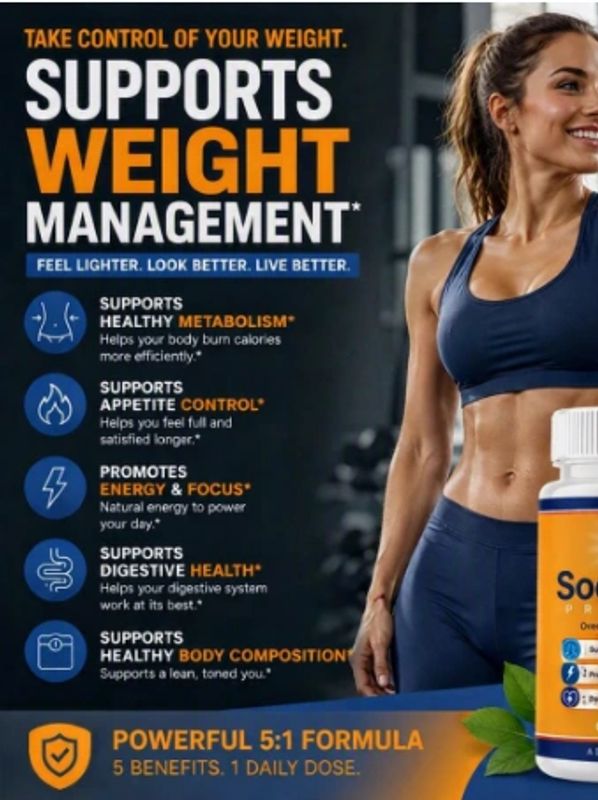 Weight management supplement with multiple health benefits.