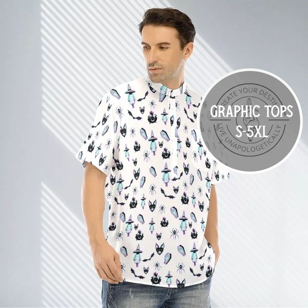 Men's women's unisex button up collared Hawaiian shirts alt fashion witch clothing small business 