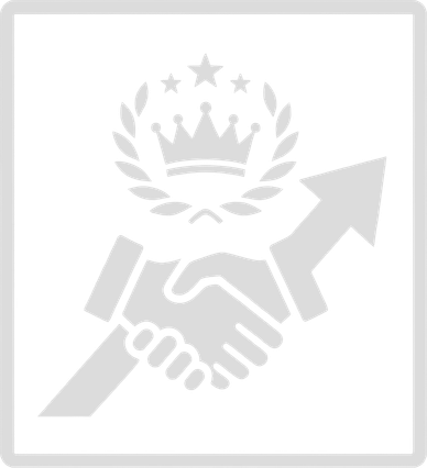 Handshake with upward arrow and crown symbolizing success and partnership.