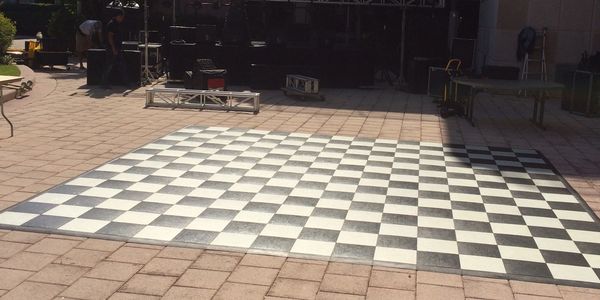 checkers style, black and white dance floor portable outdoor on pavers 
