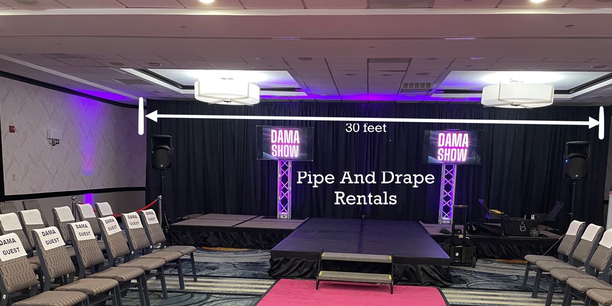 pipe and drape rental in miami area florida picture os 30ft long backdrop in black