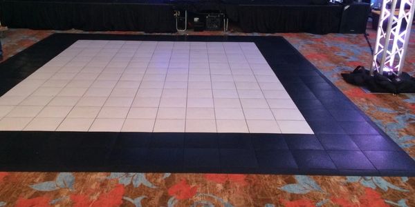 16x16 portable dance floor in white and black indoor inside event venue 