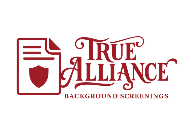 True Alliance Background Screenings logo with shield and document icon.