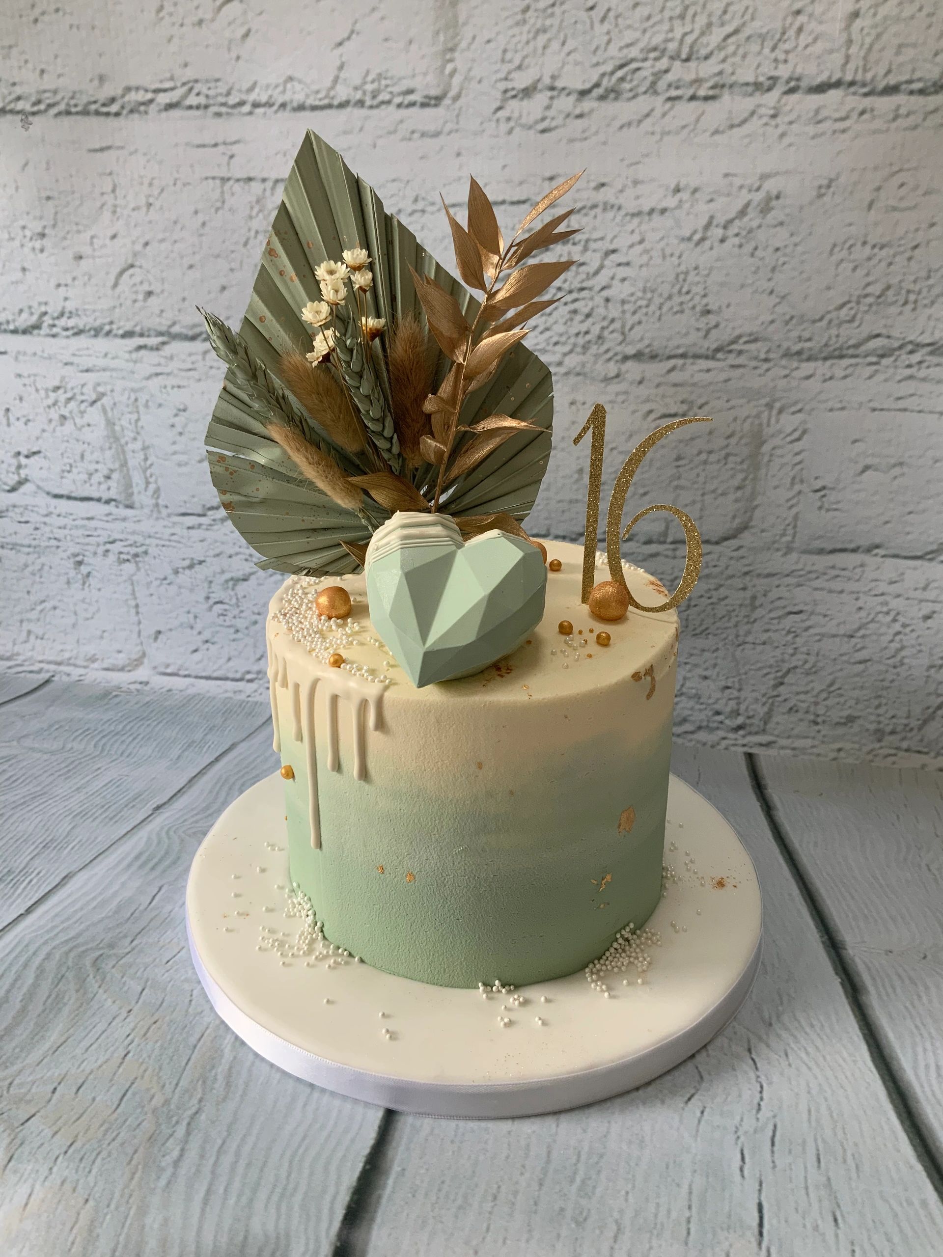 Sage Green Drip Cake