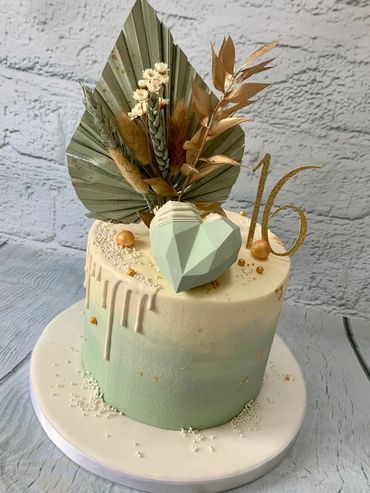 Sage Green Drip Cake