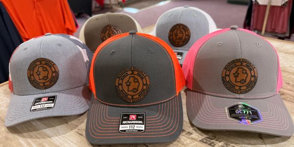Richardson 112 hats with lasered leather patch