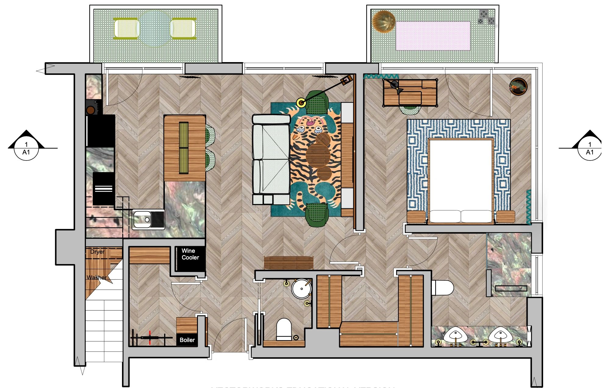 Floorpans and rendering in interior design by Alfonso Carvajal