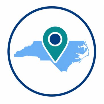North Carolina map representing statewide medical, legal, and injury resources