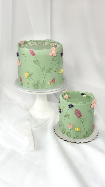 Buttercream floral wedding cake Sister Bay