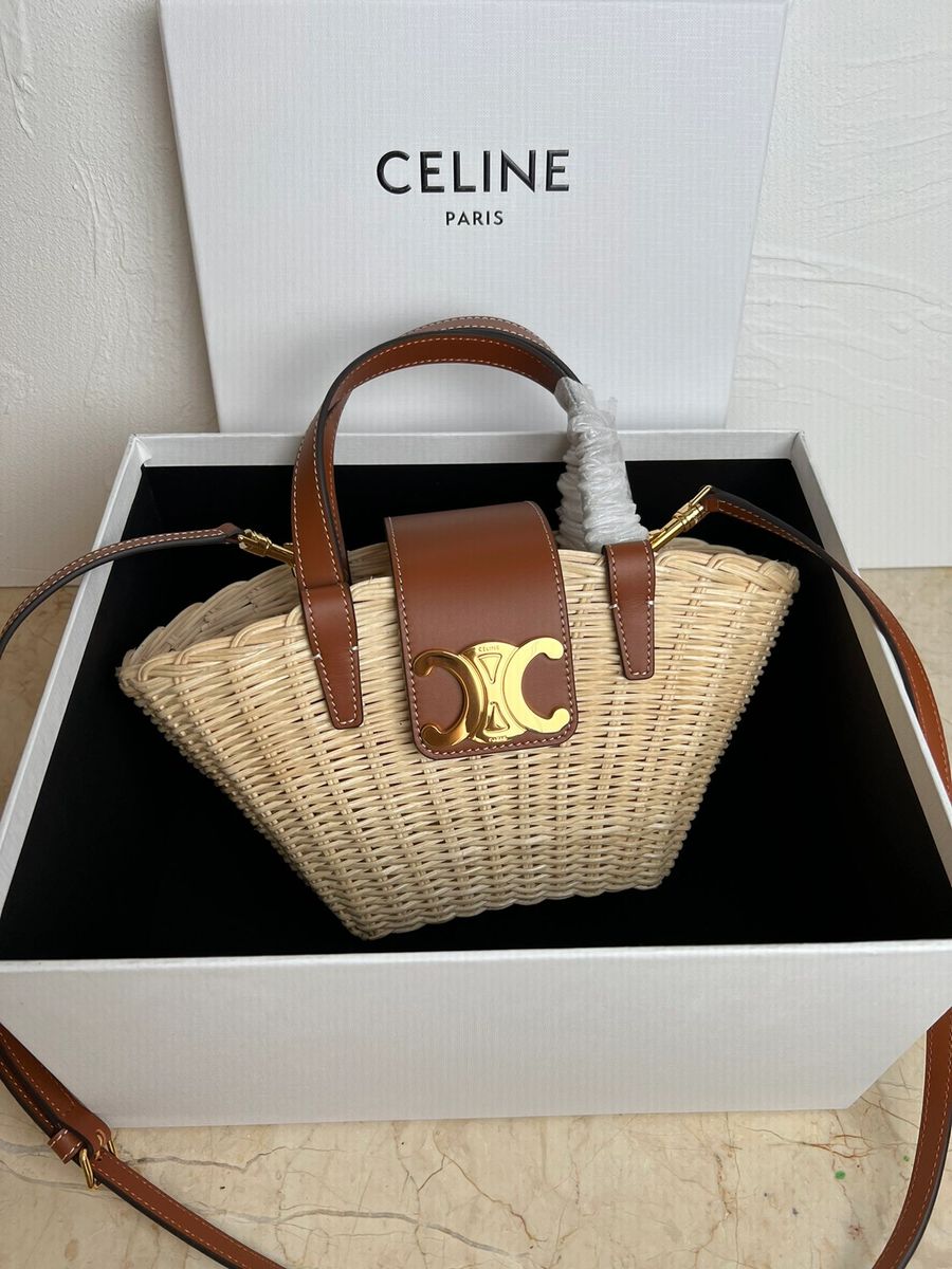 【CELINE】TEEN GARANCE BAG IN WICKER AND NATURAL TEEN GARANCE BAG IN WICKER AND NATURAL CALFSKIN - | CELINE