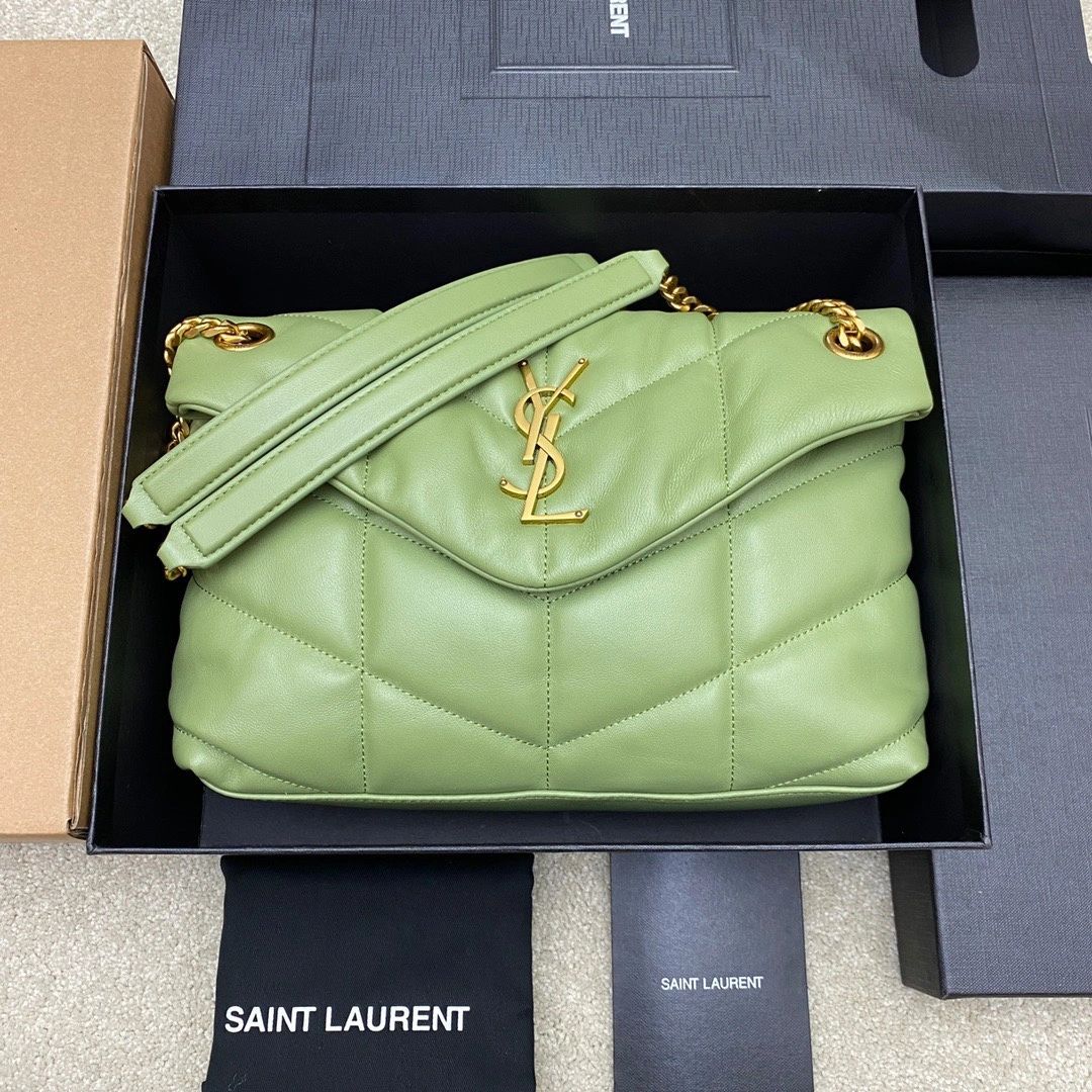 LOULOU SMALL 25 SHOULDER BAG IN DARK GREEN LAMBSKIN GOLD HARDWARE main image 0