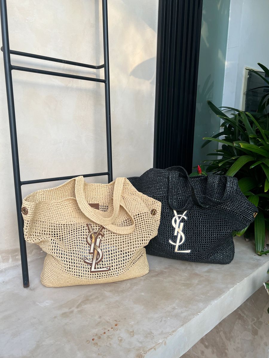 Icare Cabas Bag Ysl YSL Saint Laurent ICare Raffia Jute Tote Bag