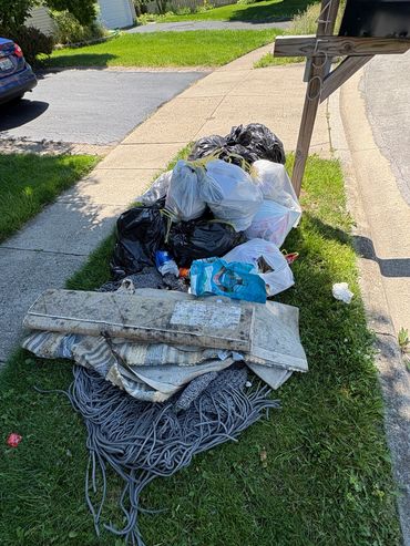A pile of junk from a customer’s basement. Basement cleanup