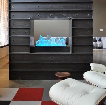 Custom Blown Glass Fireplace Insert