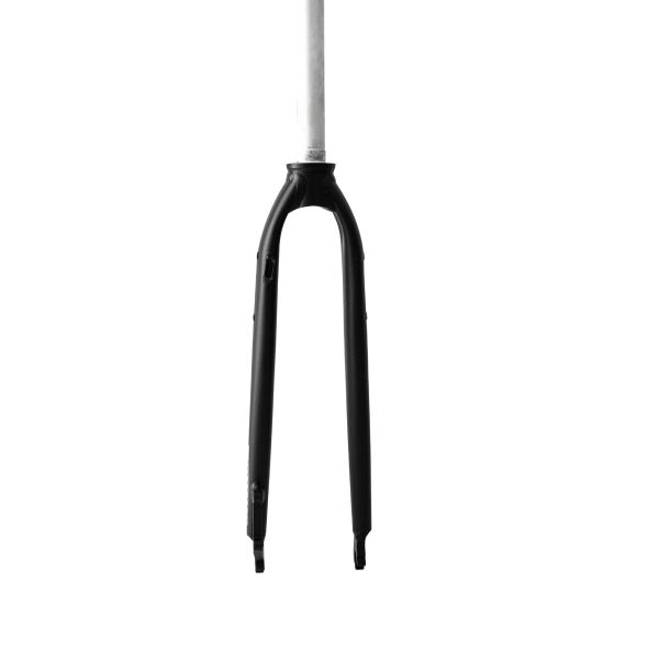Black bicycle fork isolated on white background.