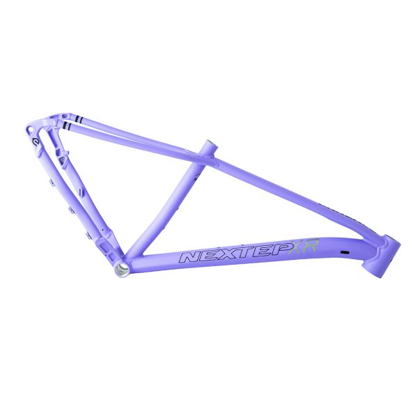 Purple NEXTEP XR bicycle frame without wheels or components.