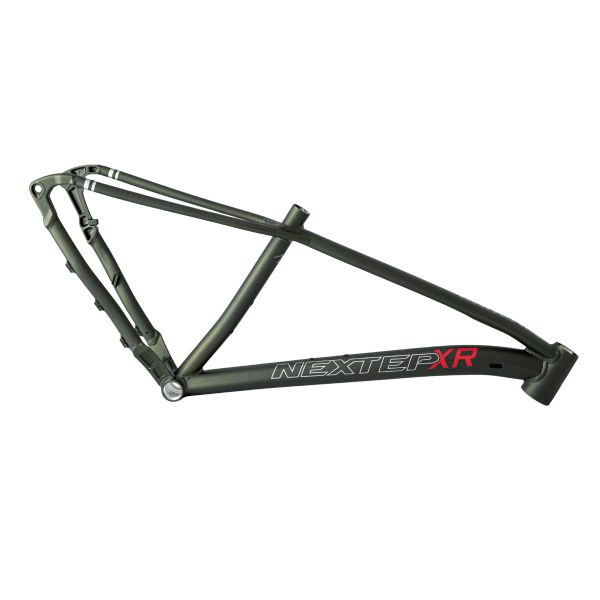 Black and red NEXTEP XR bicycle frame isolated on white.