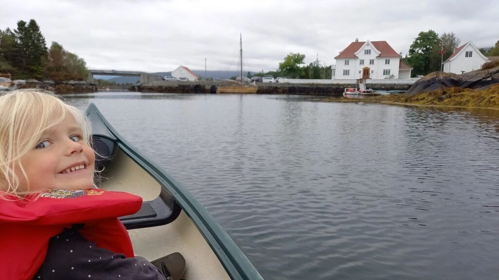 Canoe on the fjord near Kjeldsund