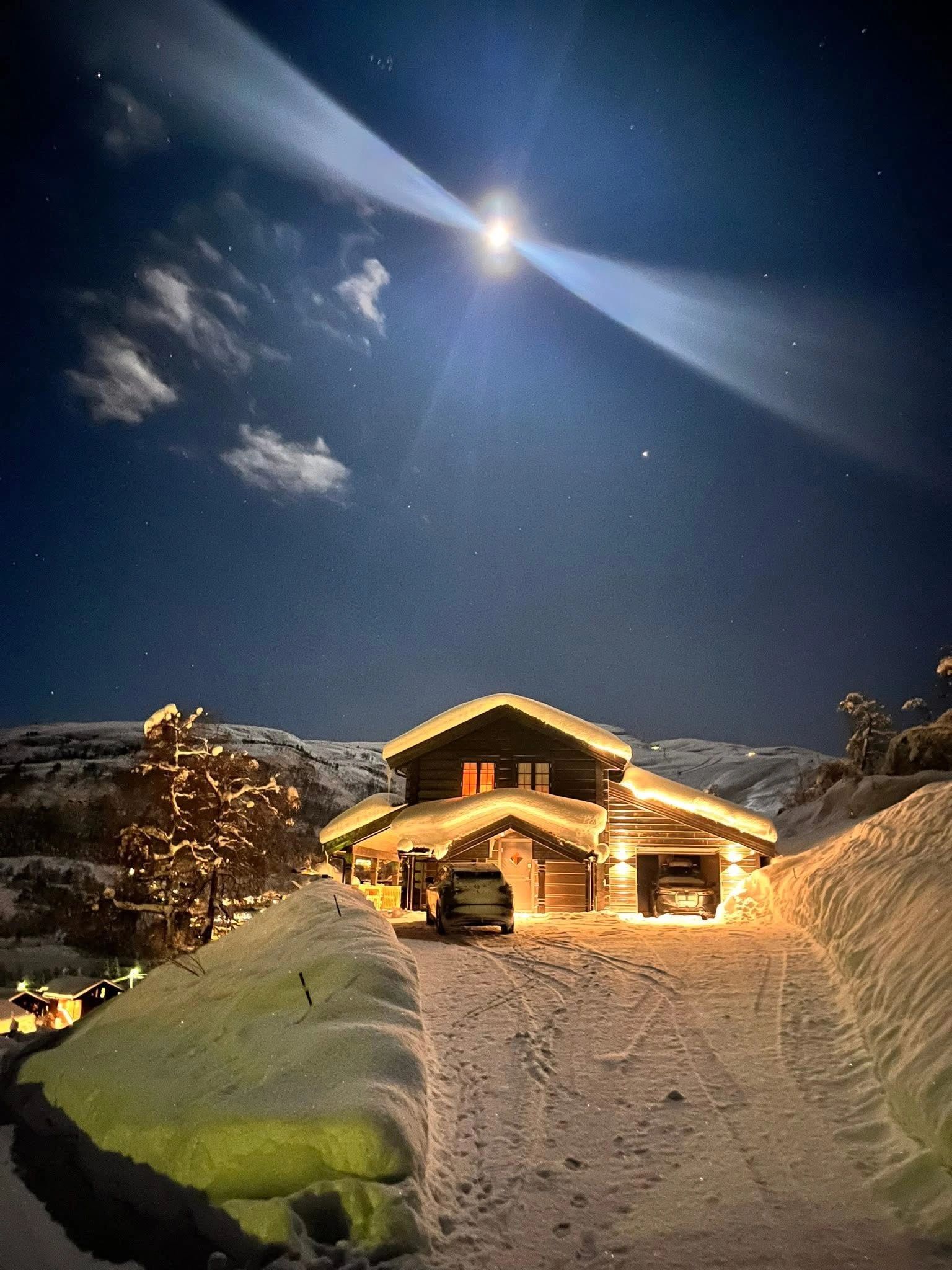 Snow-covered fjord alps in winter