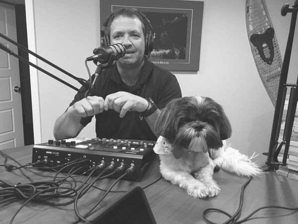 Scott with his dog speaking about sharing your faith