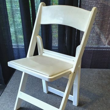 White Resin Padded Folding Chair Rental, White Cushion