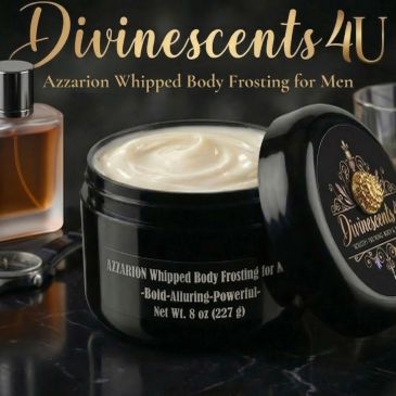 Luxurious whipped body frosting for men with bold, alluring scent.