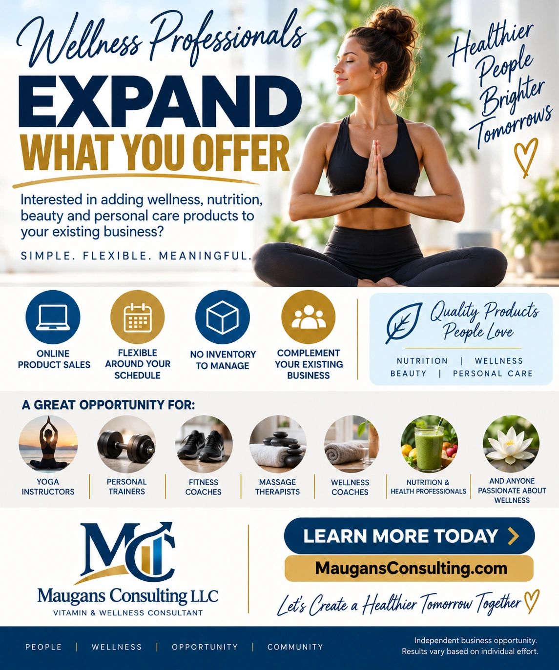 Wellness business expansion opportunity with flexible, no inventory products.