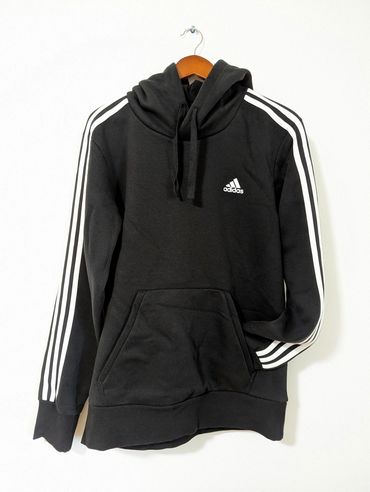 Adidas Fleece Lined Stay Warm hooded Drawstring Pullover Black