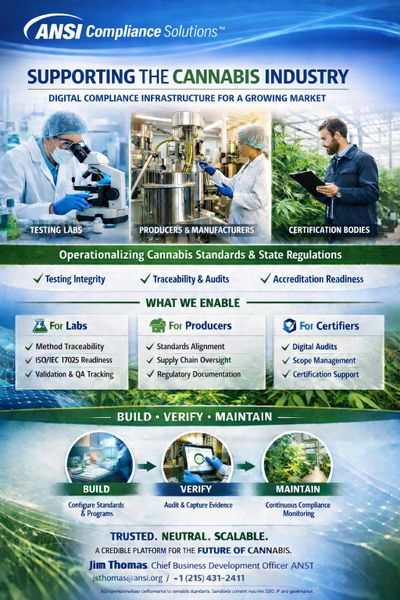 ANSI Compliance supports cannabis industry with digital compliance solutions and standards.