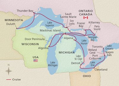 Viking Octantis - Great Lakes Collection 
Lake Superior Cruise itinerary map