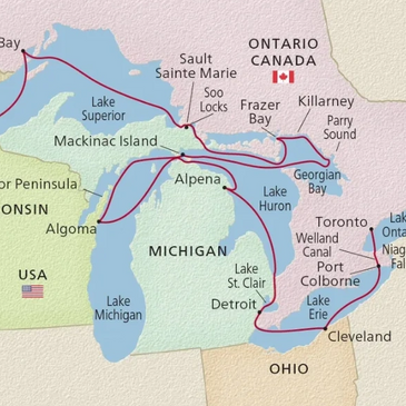 Viking Octantis - Great Lakes Collection 
Lake Superior Cruise itinerary map
