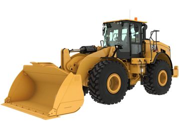 Yellow front loader construction vehicle.