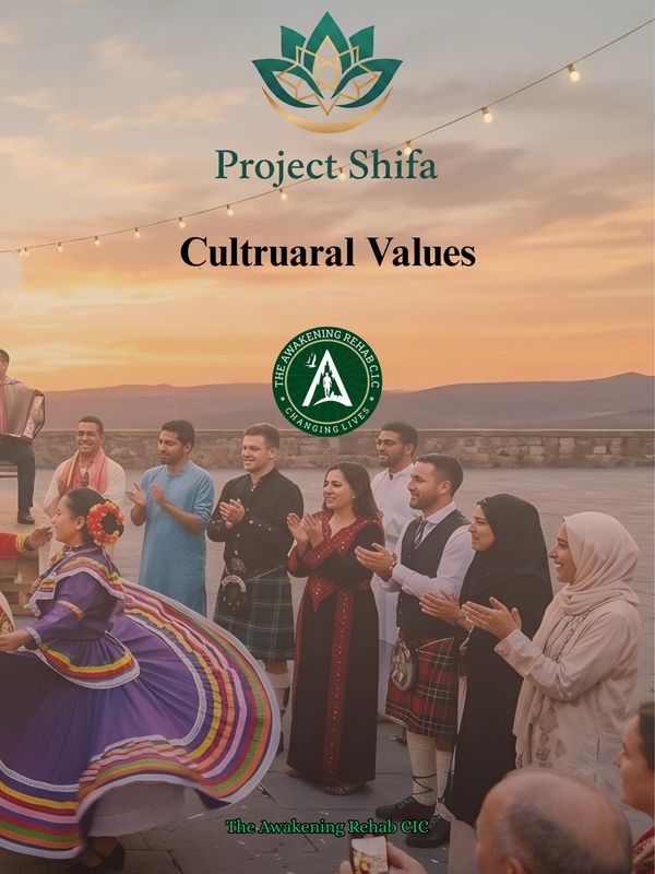 Project Shifa cultural values event with diverse people clapping.