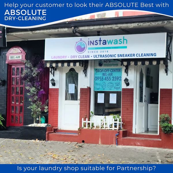 Instawash laundry shop partner branch offering ABSOLUTE dry-cleaning, laundry, and ultrasonic sneake