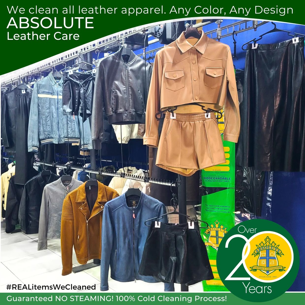 Photo of Leather Items we Clean on a Daily Basis