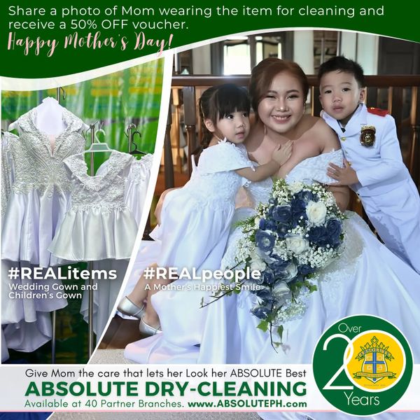 ABSOLUTE Mother’s Day 2026 offer featuring a mother with her children and their wedding gown and chi