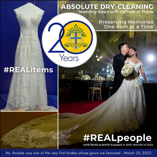 Bride Ms. Rosalie in a Cathedral Trane Wedding gown. One of the very first brides we featured.
