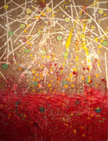 splatter large painting rabbit glue on linen oil paint abstraction end he world image modern painter