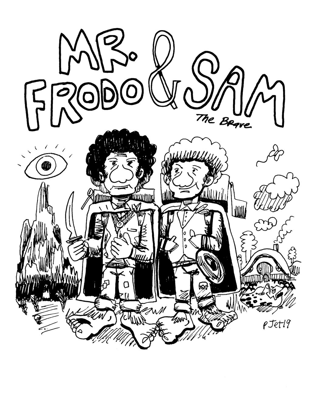 lord of the rings fan art frodo sam black and white drawing hobbit elves mordor ink feet artwork new